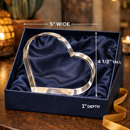 3D Crystal Slanted Heart 5 x 4 x 1