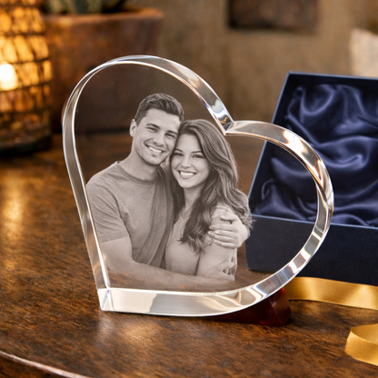 3D Crystal Slanted Heart 5 x 4 x 1