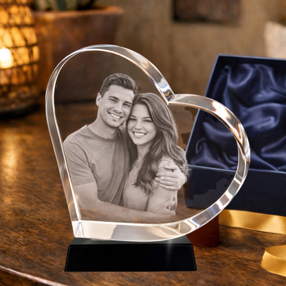 3D Crystal Slanted Heart 5 x 4 x 1