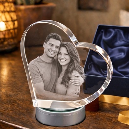 3D Crystal Slanted Heart 5 x 4 x 1