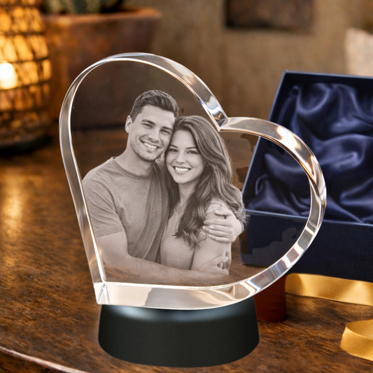 3D Crystal Slanted Heart 5 x 4 x 1