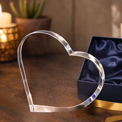 3D Crystal Slanted Heart 5 x 4 x 1