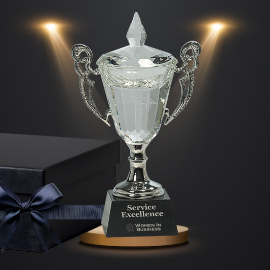 9 1/2" Crystal Cup with Silver Handles and Stem