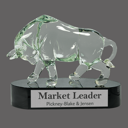 7 1/2"Clear Art Glass Bull