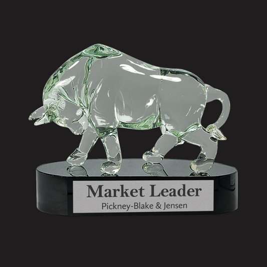 7 1/2"Clear Art Glass Bull