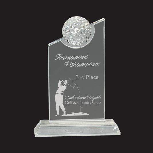 7 1/4"Clear Crystal with Inset Crystal Golf Ball on Clear Base