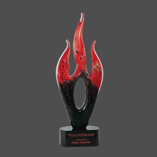 16" Red & Black Flame Art Glass