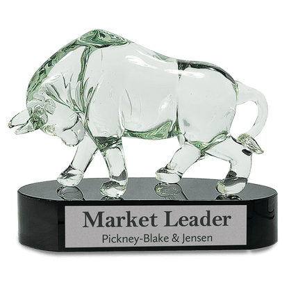 7 1/2"Clear Art Glass Bull