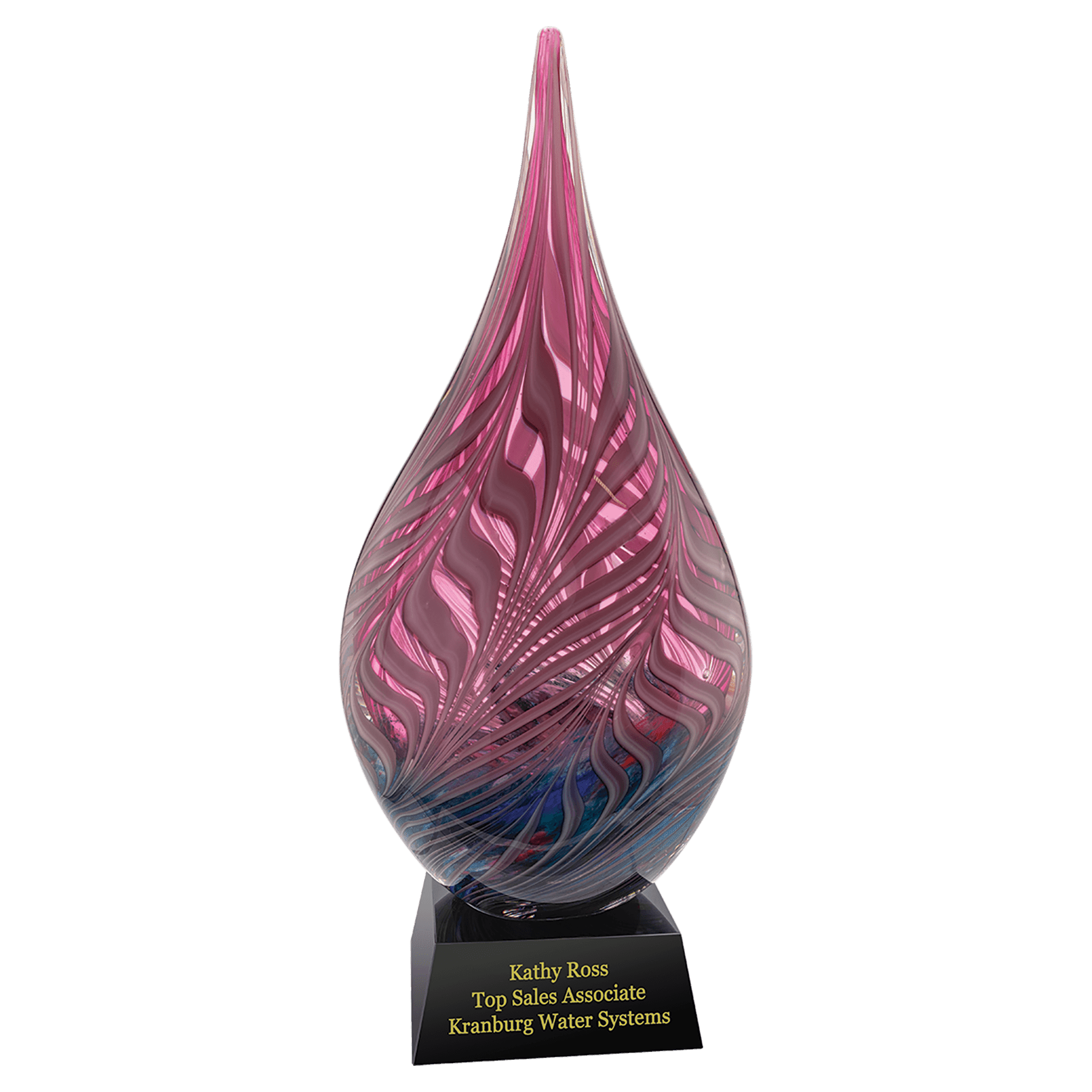16 1/2" Multi-Color Hollow Raindrop Art Glass