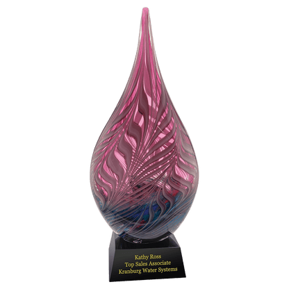 16 1/2" Multi-Color Hollow Raindrop Art Glass