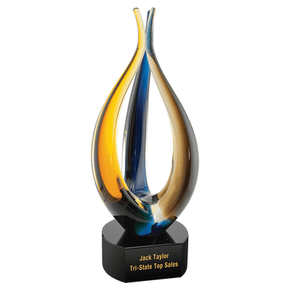 11 1/2" Blue/Brown Tri Rise Art Glass