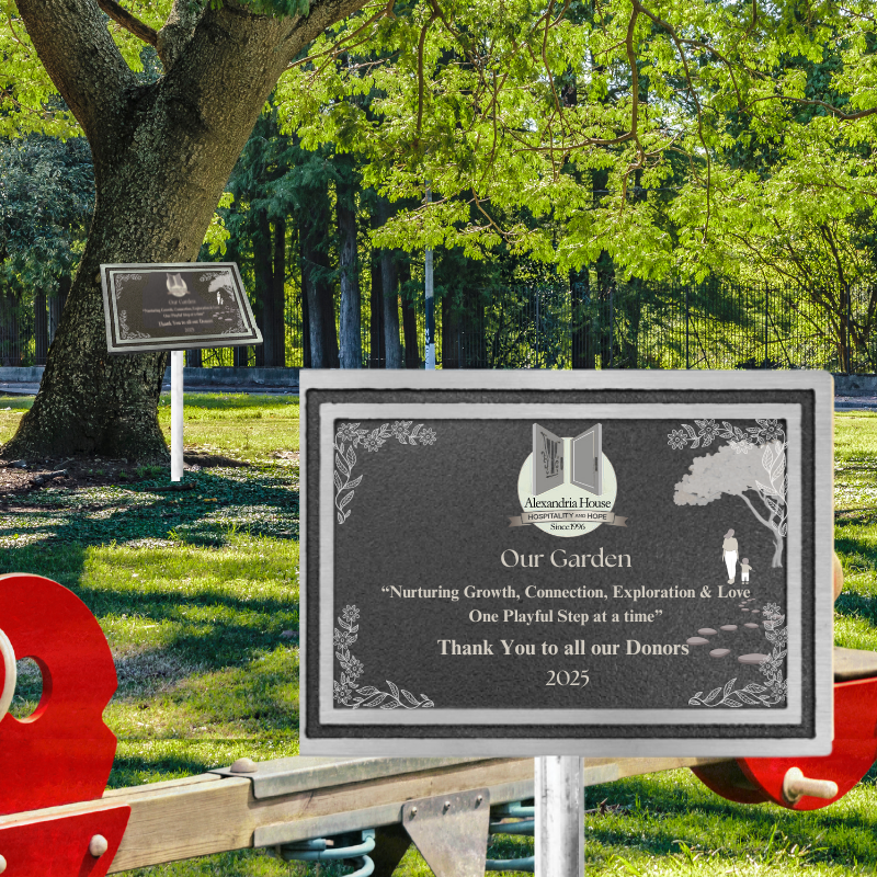 8" x 6" Silver/Black Rectangle Cast Aluminum Sign with 24" Aluminum Rod