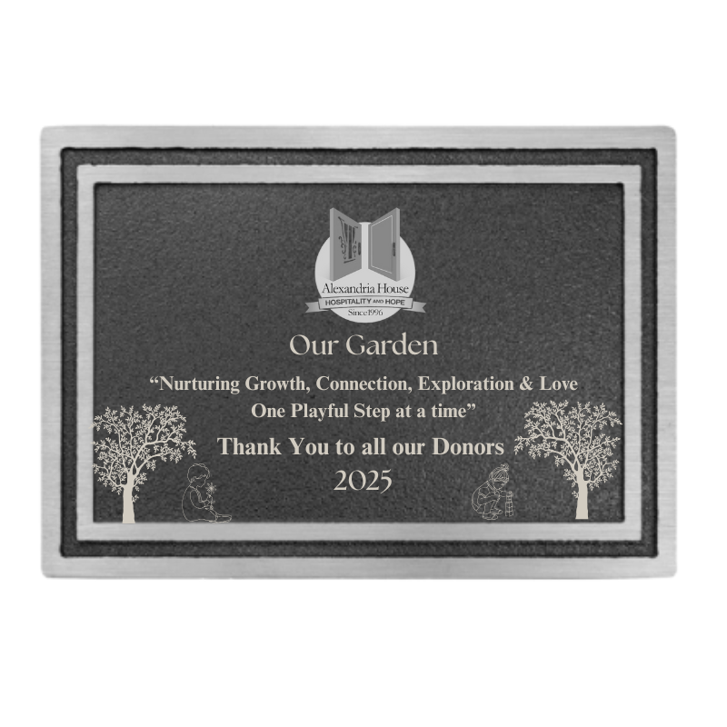 8" x 6" Silver/Black Rectangle Cast Aluminum Sign with 24" Aluminum Rod