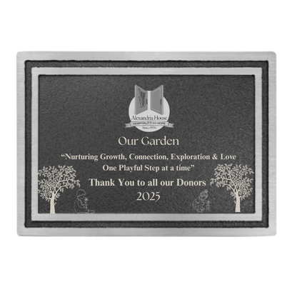 8" x 6" Silver/Black Rectangle Cast Aluminum Sign with 24" Aluminum Rod