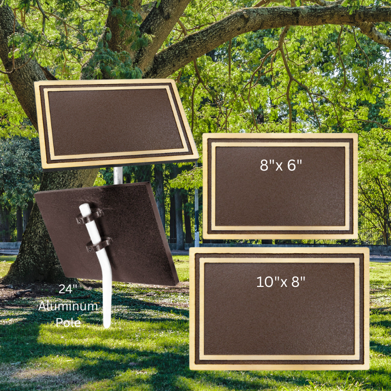 8" x 6" Bronze/Brown Rectangle Cast Aluminum Sign with 24" Aluminum Rod