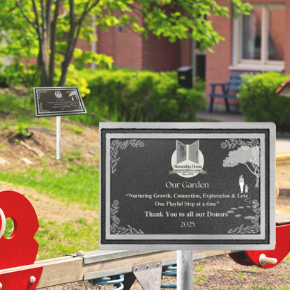 10" x 8" Silver/Black Rectangle Cast Aluminum Sign with 24" Aluminum Rod