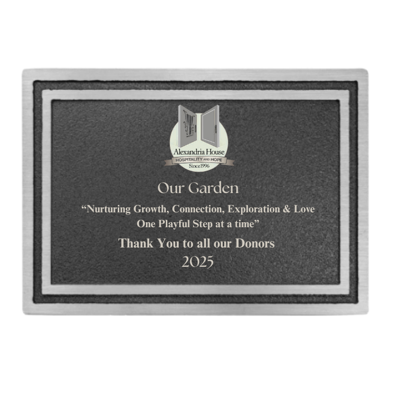 8" x 6" Silver/Black Rectangle Cast Aluminum Sign with 24" Aluminum Rod