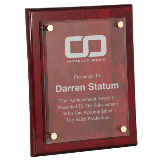 8" x 10" Rosewood Piano Finish Floating Glass Plaque