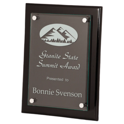 9" x 12" Black Piano Finish Floating Glass Plaque