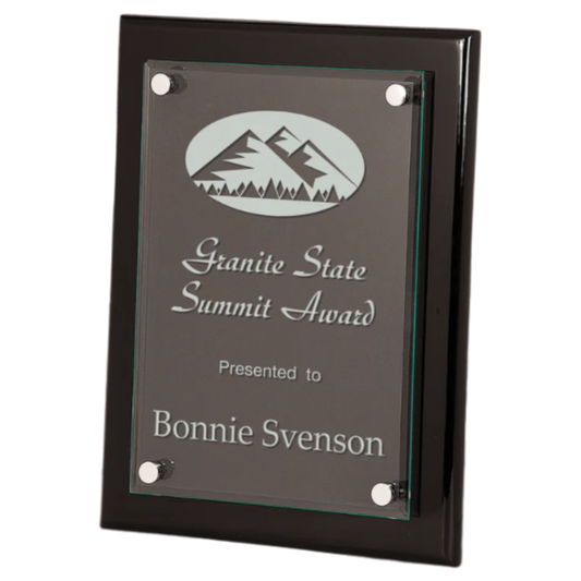 9" x 12" Black Piano Finish Floating Glass Plaque