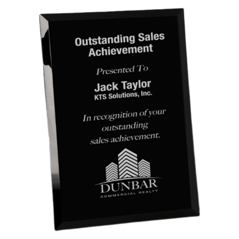 9" x 12" Black Glass Mirror Plaque