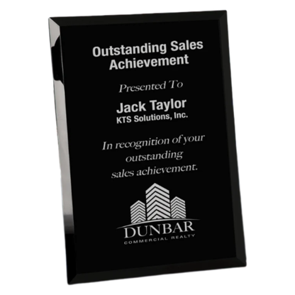 9" x 12" Black Glass Mirror Plaque