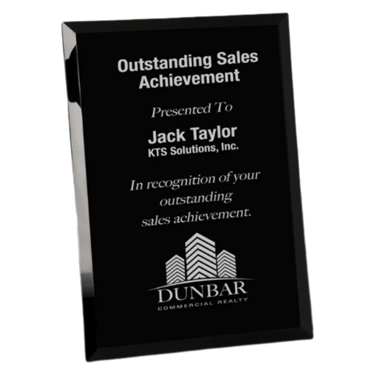 9" x 12" Black Glass Mirror Plaque