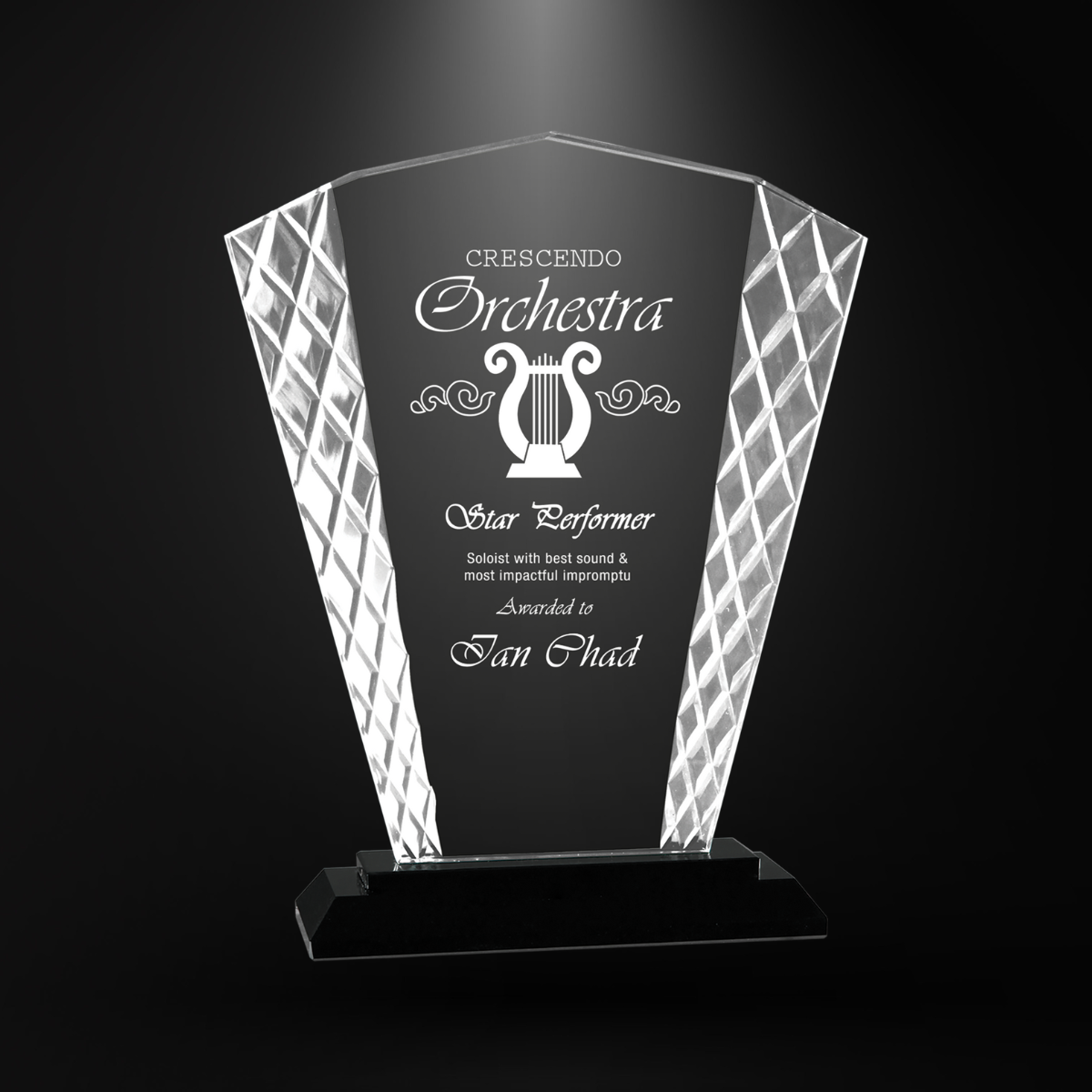 8" Fan Accent Glass on Black Base