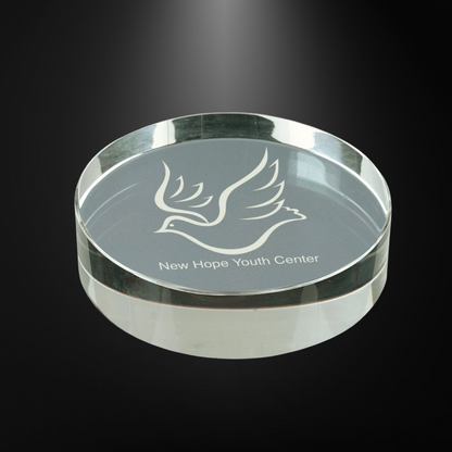 Crystal Clear 3D Round Paperweight