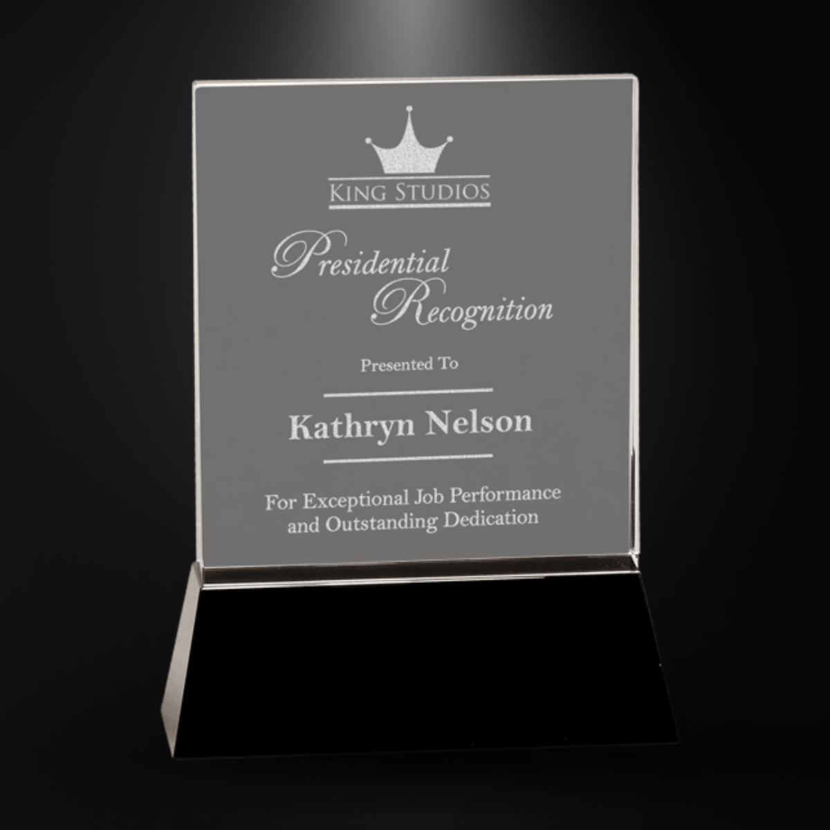 Crystal Clear Rectangle on Rectangular Black Base