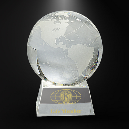 Crystal Globe on Clear Rectangular Base