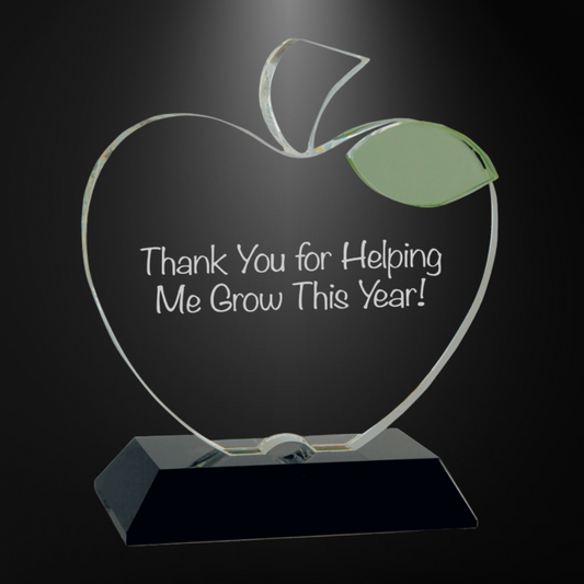 Crystal Clear Apple on Rectanular Black Base