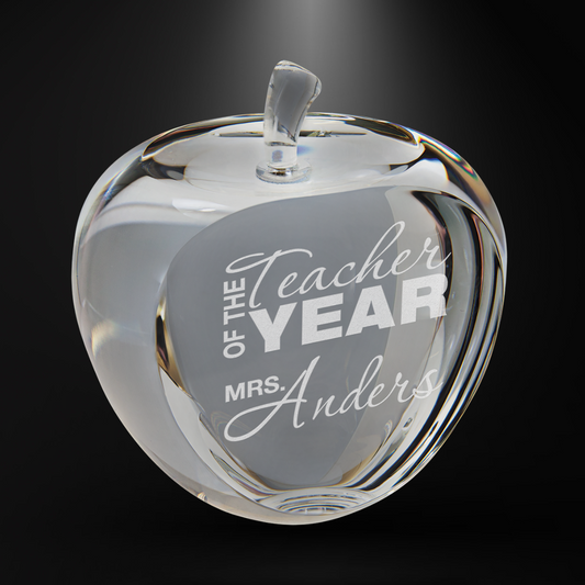 Crystal Clear 3D Apple with Flat Face