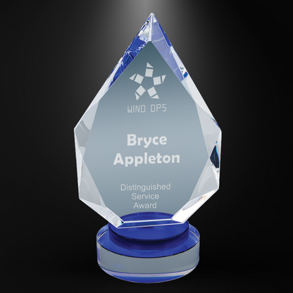 Diamond Crystal on Blue & Clear Round Base