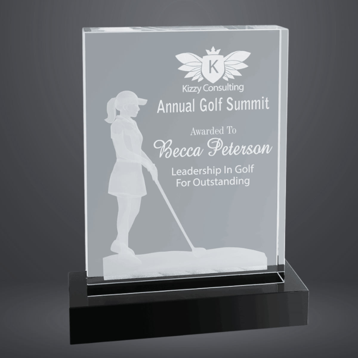 6 1/4" x 8" Crystal 3D Female Golf