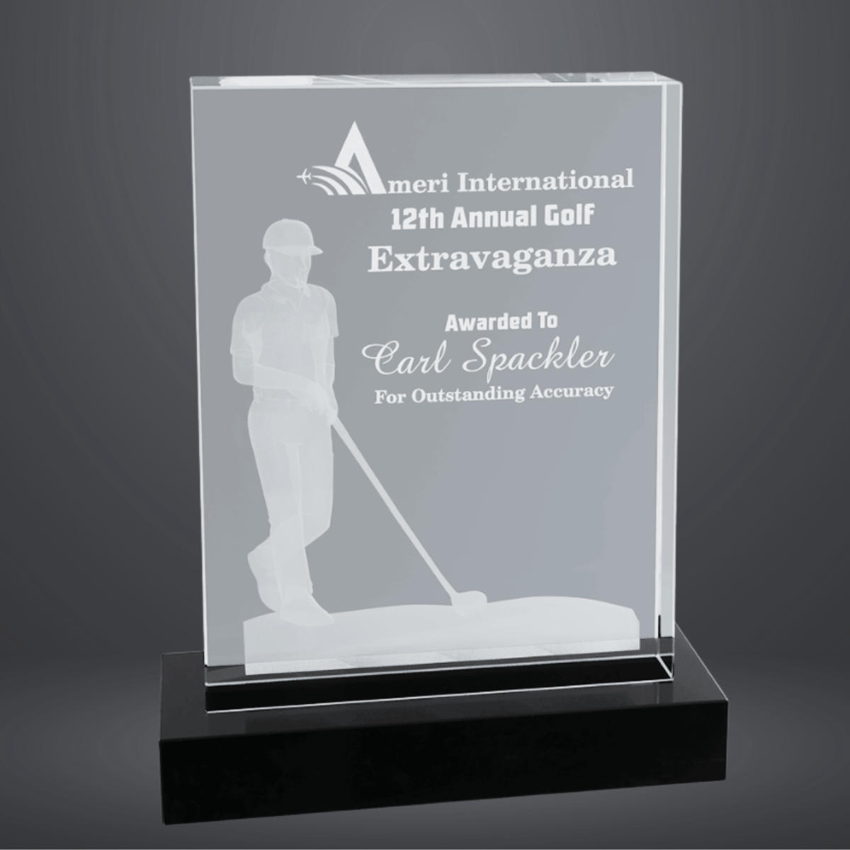 6 1/4" x 8" Crystal 3D Male Golf