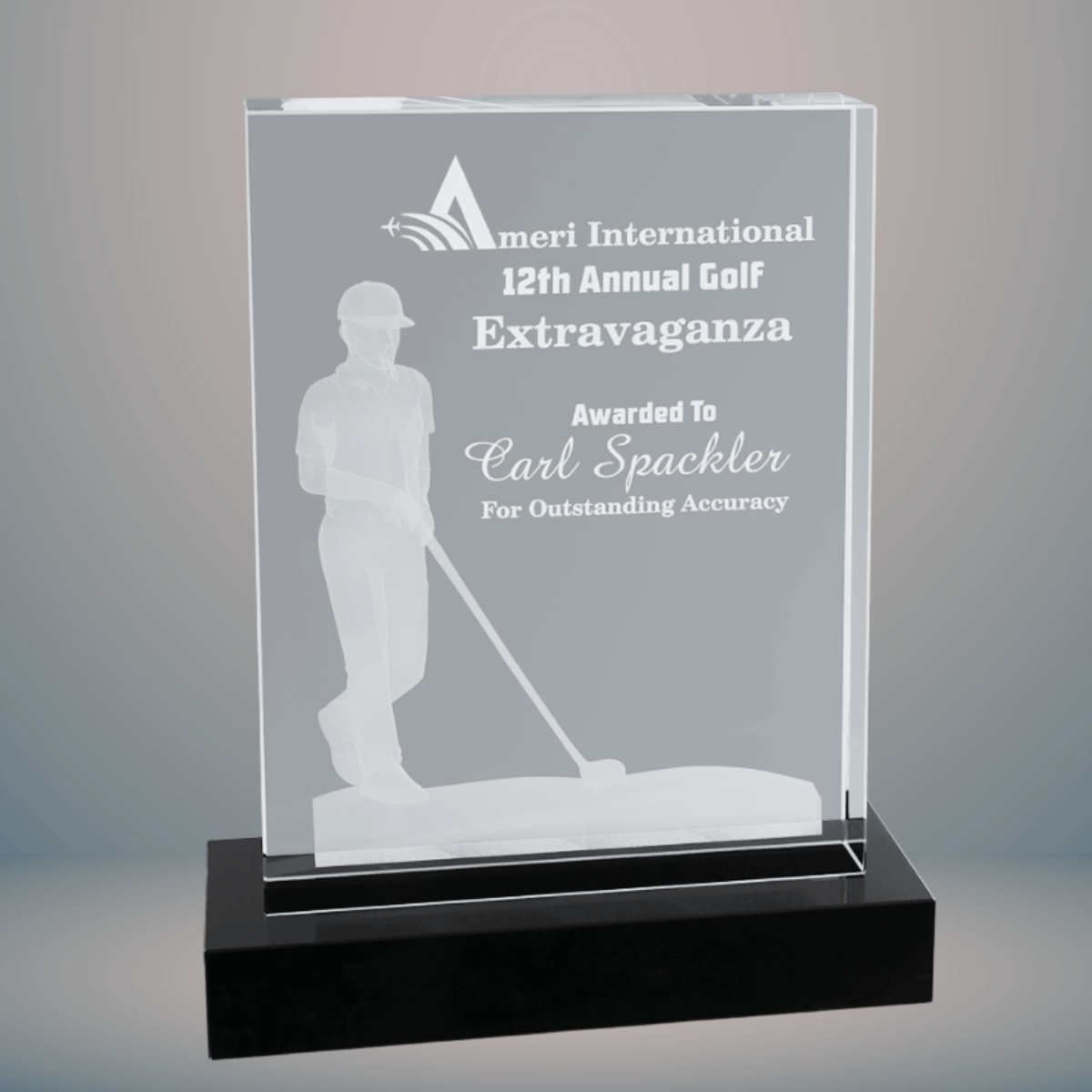 6 1/4" x 8" Crystal 3D Male Golf
