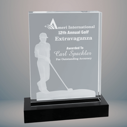 6 1/4" x 8" Crystal 3D Male Golf