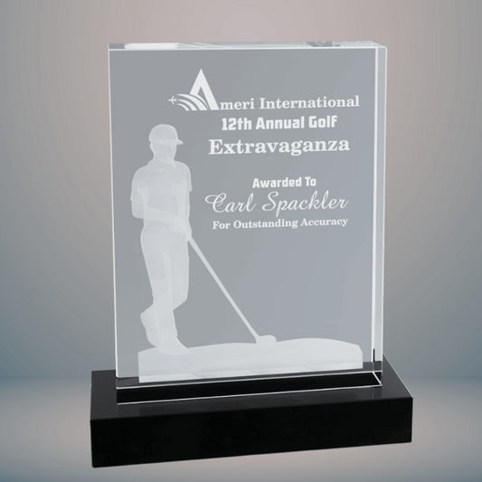 6 1/4" x 8" Crystal 3D Male Golf