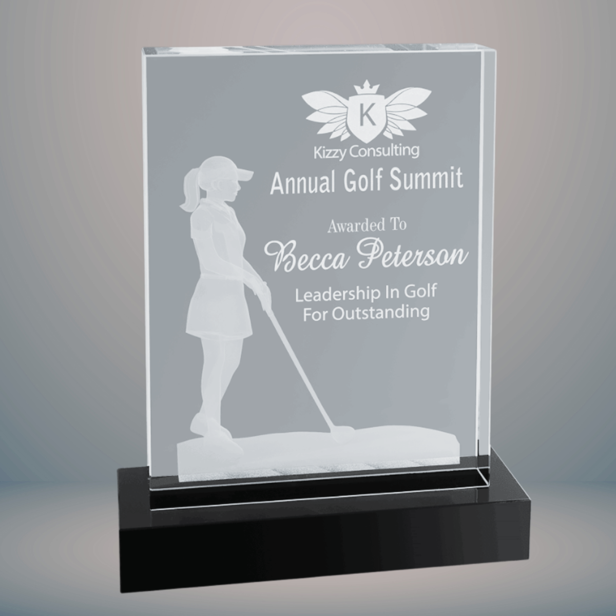6 1/4" x 8" Crystal 3D Female Golf