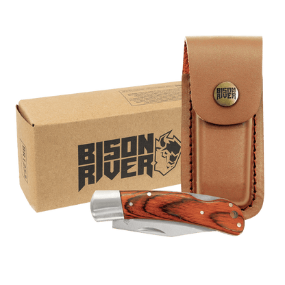 Bison River Wood and Leather Folding Knife