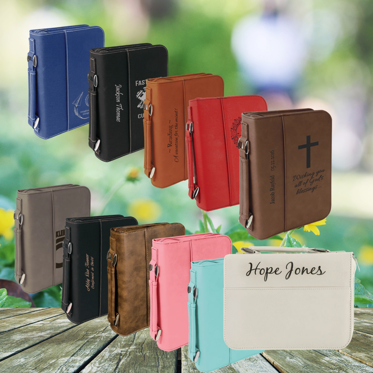 Leatherette Book/Bible Cover with Handle & Zipper 6 3/4" x 9 1/4"