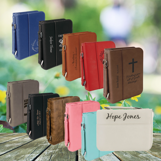 Leatherette Book/Bible Cover with Handle & Zipper 6 3/4" x 9 1/4"