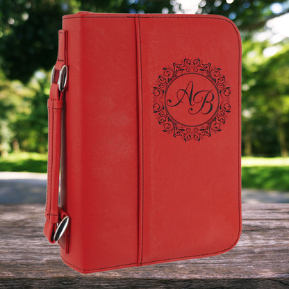 Leatherette Book/Bible Cover with Handle & Zipper 6 3/4" x 9 1/4"