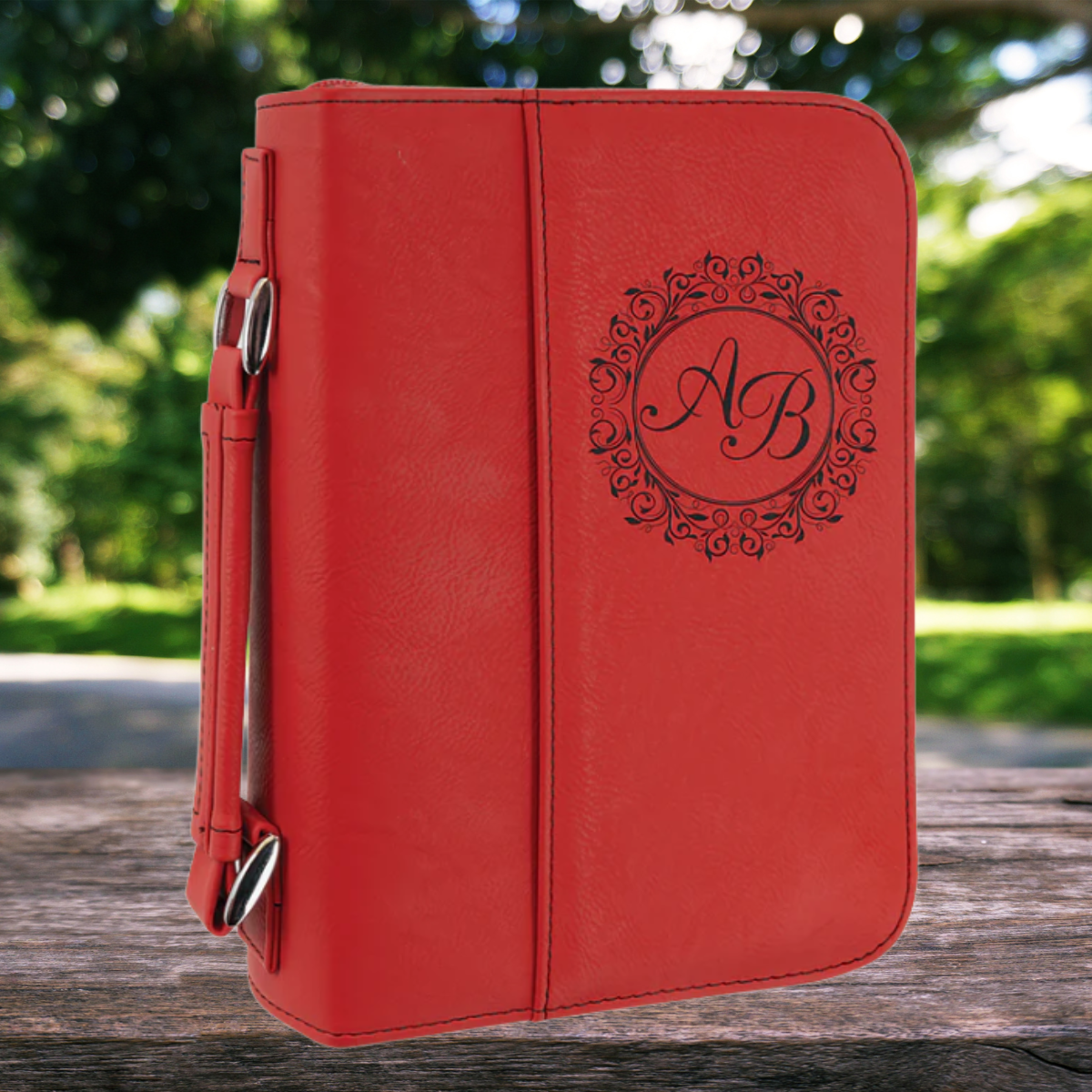 Leatherette Book/Bible Cover with Handle & Zipper 6 3/4" x 9 1/4"