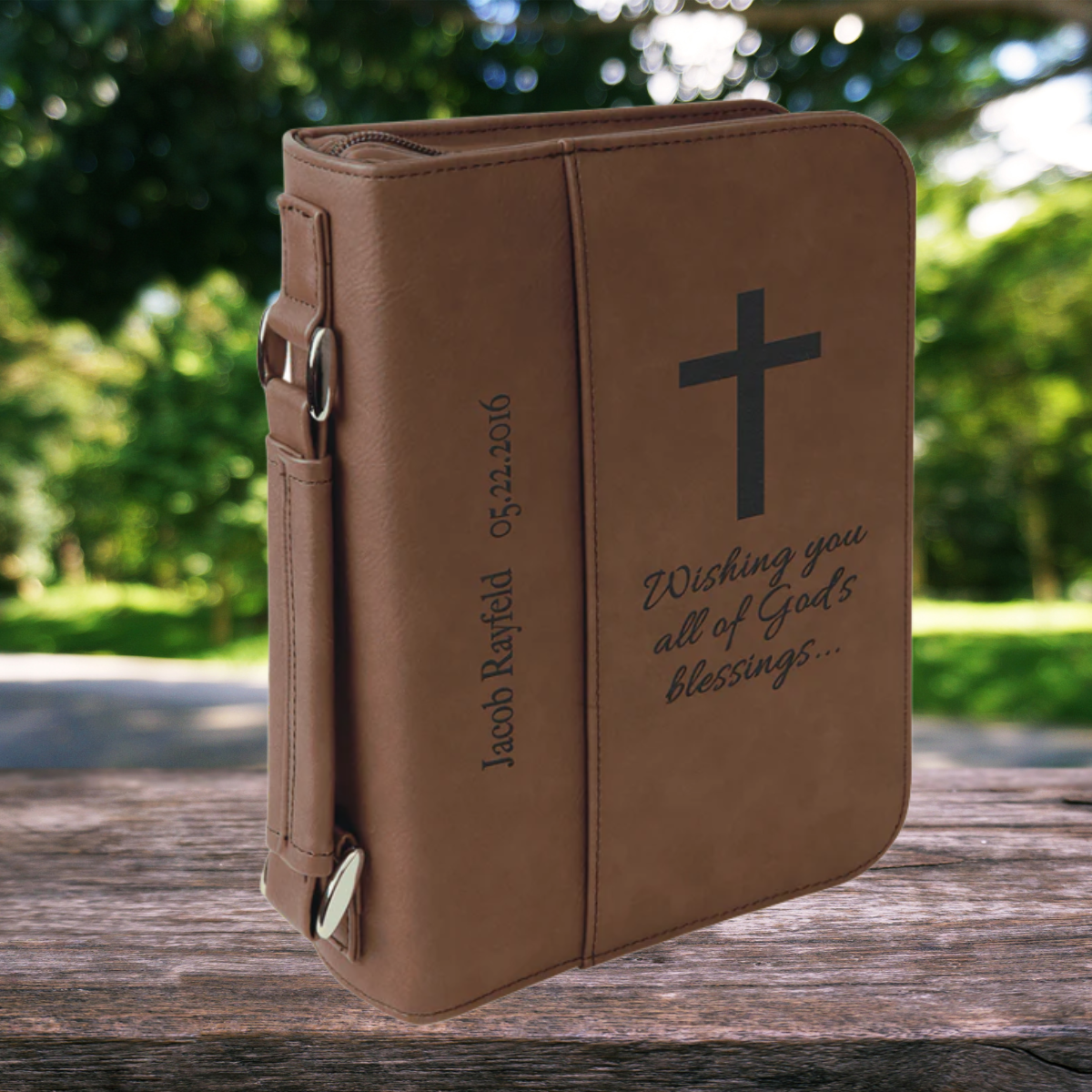 Leatherette Book/Bible Cover with Handle & Zipper 6 3/4" x 9 1/4"