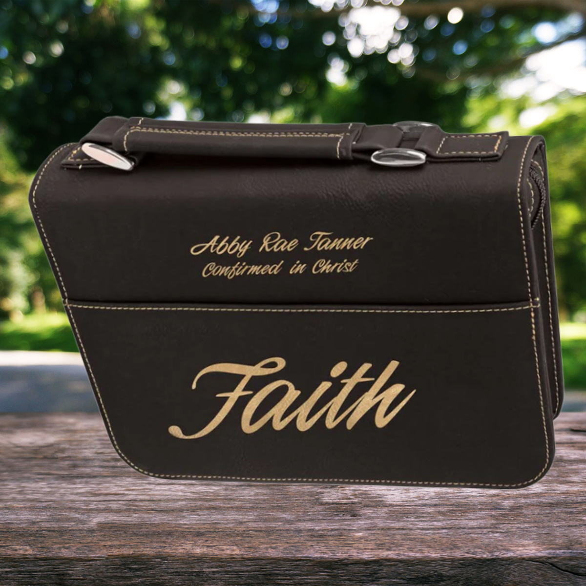 Leatherette Book/Bible Cover with Handle & Zipper 6 3/4" x 9 1/4"
