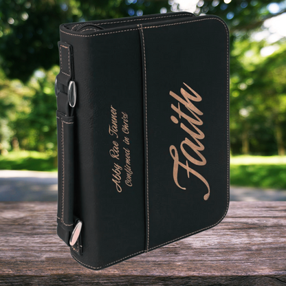 Leatherette Book/Bible Cover with Handle & Zipper 6 3/4" x 9 1/4"