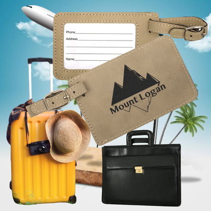 4 1/4" x 2 3/4" Laserable Leatherette Luggage Tag