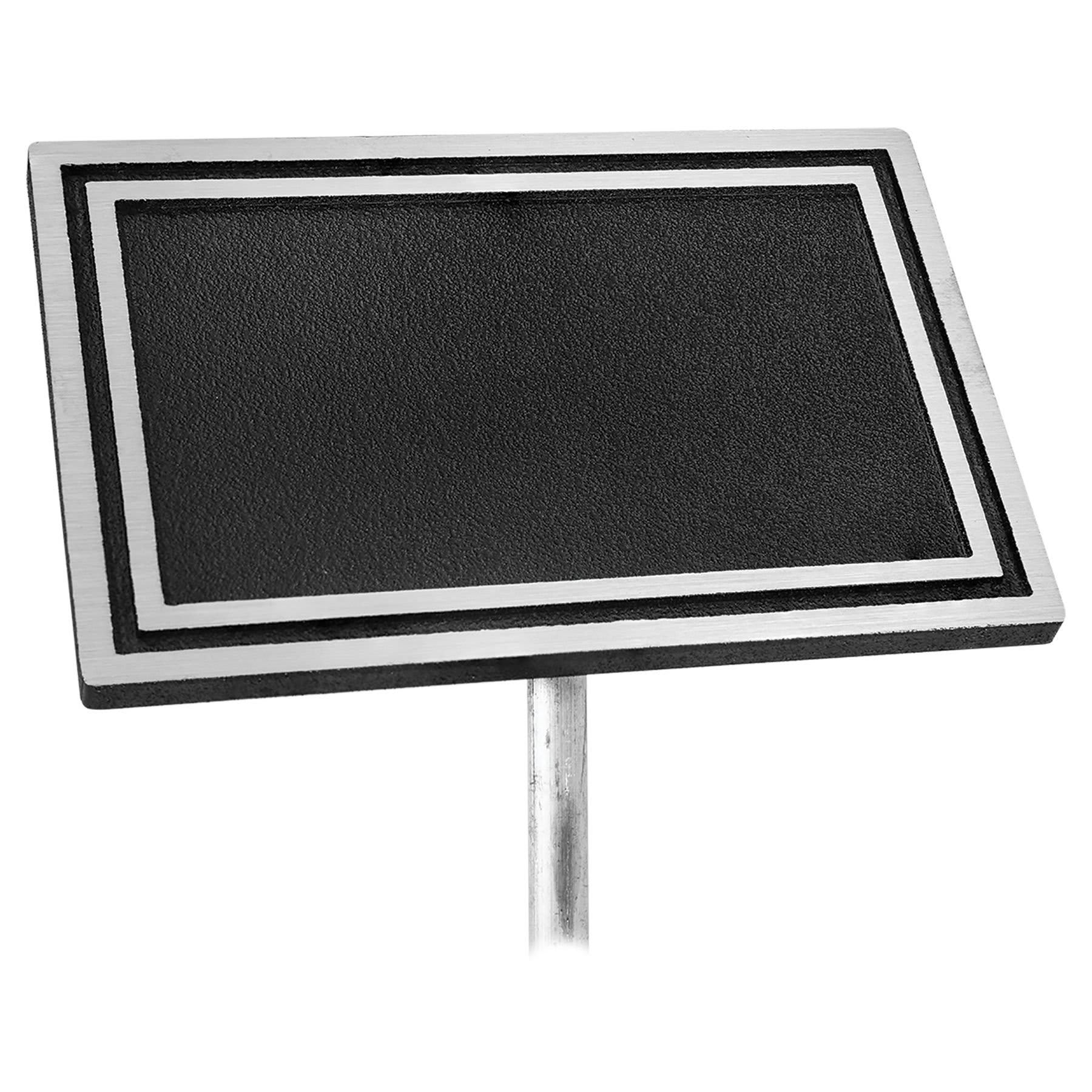 8" x 6" Silver/Black Rectangle Cast Aluminum Sign with 24" Aluminum Rod
